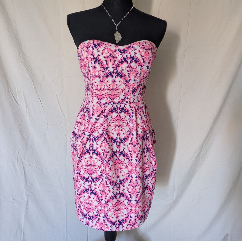 MM COUTURE Strapless Mini Dress Floral Medallion X-Small
